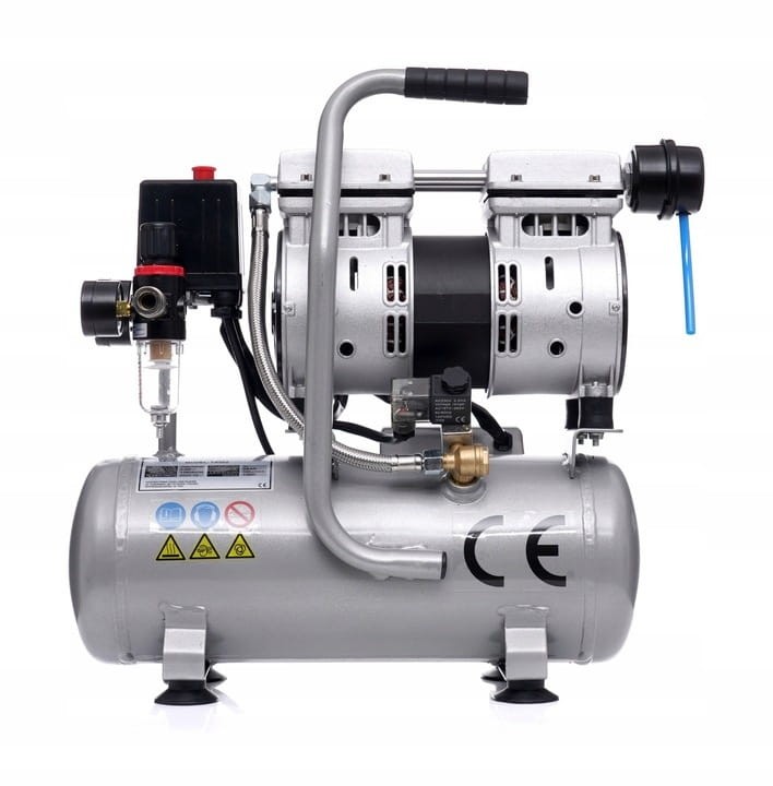 SPRĘŻARKA KOMPRESOR BEZOLEJOWY 6L 550W DWUTŁOKOWY R2 10 BAR CICHY