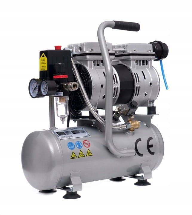 SPRĘŻARKA KOMPRESOR BEZOLEJOWY 6L 550W DWUTŁOKOWY R2 10 BAR CICHY
