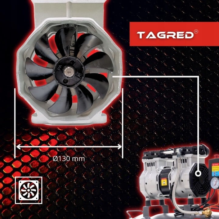 SPRĘŻARKA KOMPRESOR BEZOLEJOWY 6L 550W DWUTŁOKOWY R2 10 BAR CICHY