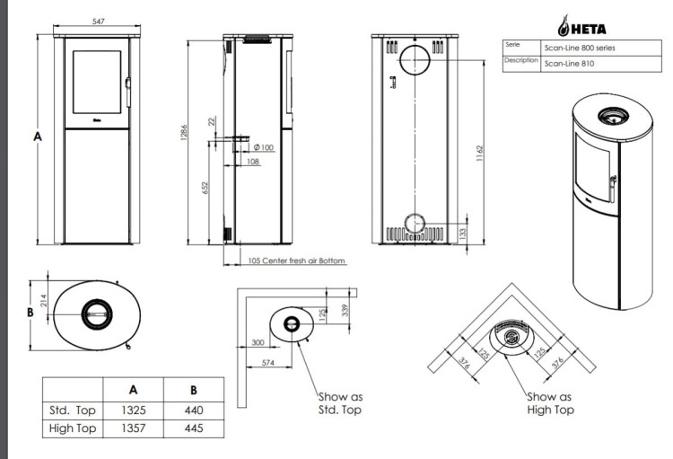 Kominek na drewno Scanline 810