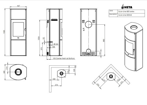 Wolnostojący kominek na drewno Scan-Line 820MS