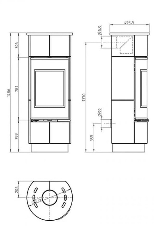 Thorma Atika standard (Cadiz) – kamień Serpentino, piecyk na drewno