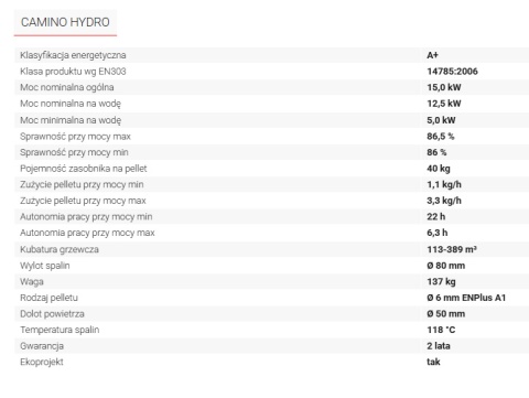 Camino 5-15 kW hydro, kominek z płaszczem wodnym Camino 5-15 kW hydro, kominek z płaszczem wodnym