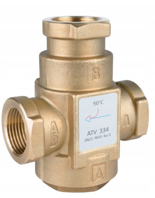 ZAWÓR TEMPERATUROWY OCHRONY POWROTU KOTŁA ATV 334 DN25 Ø 1" CAL 9 m³/h 50°C ZAWÓR TEMPERATUROWY OCHRONY POWROTU KOTŁA ATV 334 DN25 Ø 1" CAL 9 m³/h 50°C