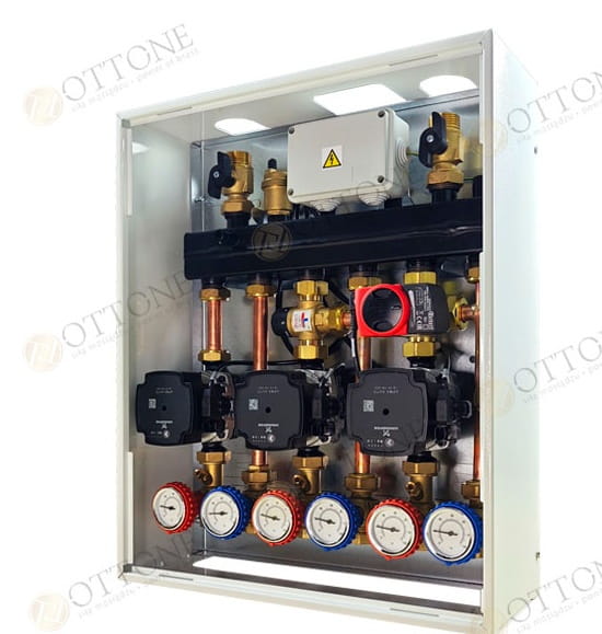 Moduł hydrauliczny Wallbox: sprzęgło-rozdzielacz/rozdzielacz do 35kW, 2 strefy wysoko temperaturowe 1 strefa niskotemperaturowa